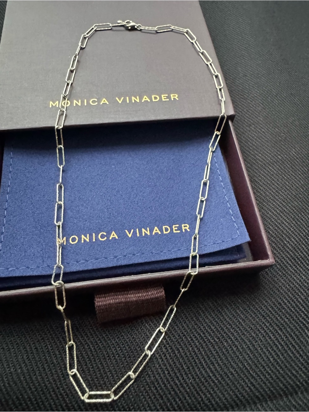 Monica Vinader Alta Textured Chain Necklace - Sterling Silver - 18”. Like-new